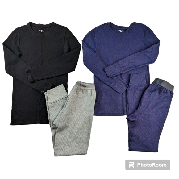 Fruit Of The Loom Men's Thermal Underwear Sz S Blue Black Gray 4 Piece Lot - Picture 1 of 12